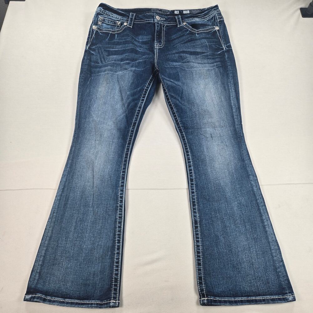 Miss Me Mid Rise Western Easy Boot Stretch Denim Jeans Women's Size 34x30
